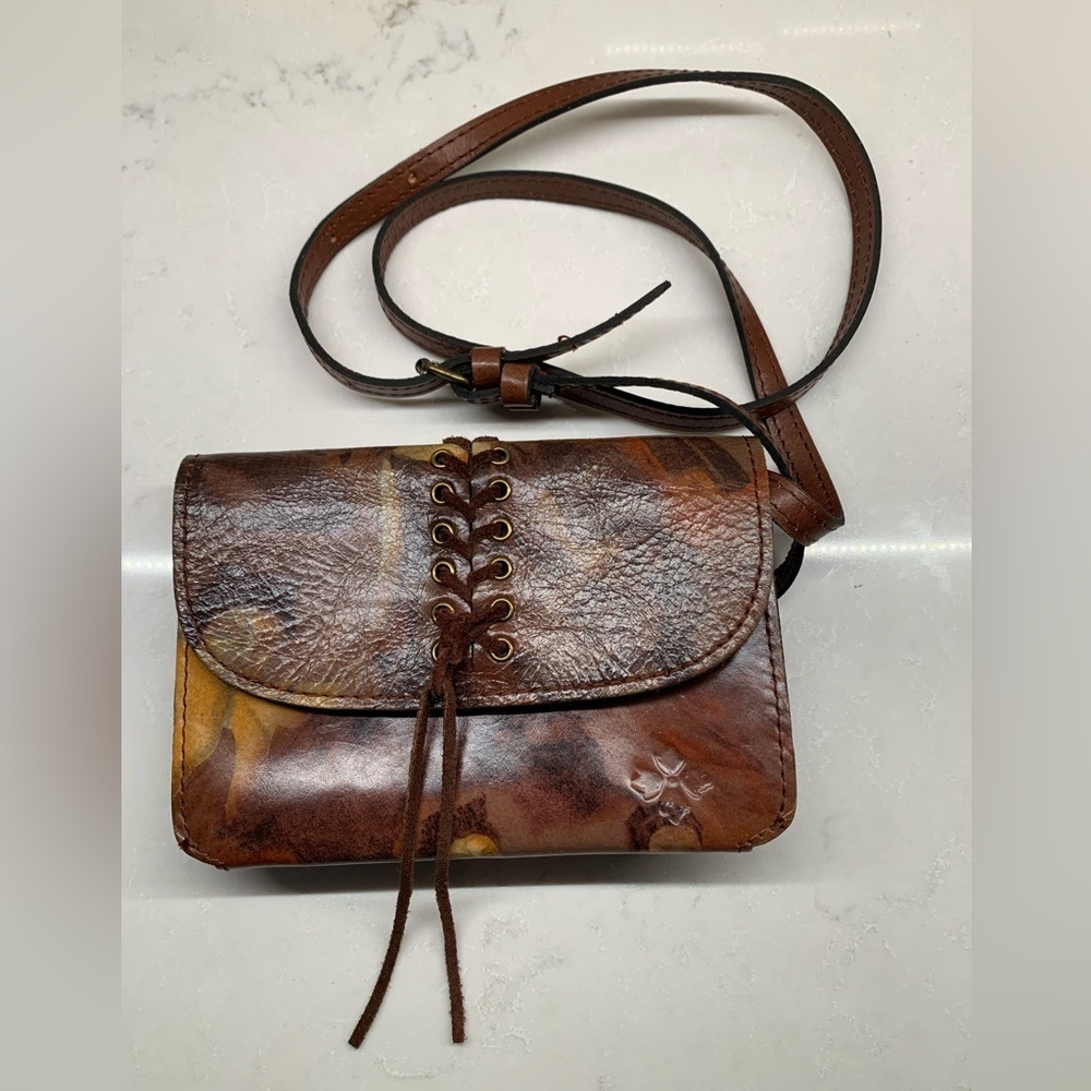 RARE Patricia Nash Hand Painted Women Mini Lace Leather Crossbody Bag